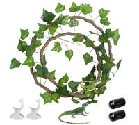 Obelunrp Reptile Climbing Branch, 3.28ft Reptile Vines with 6.56ft Leaves Vines & Suction Cups, Realistic Reptile Climbing Decor for Snake Lizard Bearded Dragons Gecko Tank Accessories