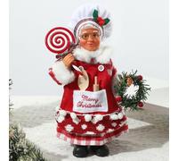 Obelunrp Santa Claus Figurines, 11inch Standing Mrs Chelf Santa Figurines with Hat & Wreath, Christmas Kitchen Decor for Home Dining Room Tabletop Decorations