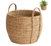 Obelunrp Seagrass Baskets, 25cm/9.8inch Seagrass Woven Storage Basket with Handles, Rustic Plant Pot Container for Home Plants Toys Sundries