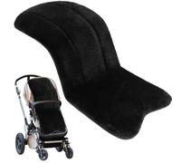 Obelunrp Sheepskin Pram Liner, 30x15inch Universal Thick Pram Liner, Soft Faux Sheepskin Pushchair Liner, Breathable Baby Stroller Seat Pad Liners for Baby Seat (Black)
