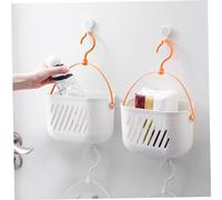 Obelunrp Shower Hanging Organizer, 2pcs 9x5x5.5inch Plastic Hanging Shower Caddy with Hook, Portable Small Storage Baskets for Bathroom Kitchen (White)