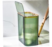 Obelunrp Slim Space-Saving Trash Can, 12.2x6.1x11.8 inch Transparent Plastic Garbage Bin with Lid, Bathroom Wastebasket for Kitchen, Bathroom, RV & Office