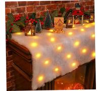 Obelunrp Snow Blanket, 150x40cm Artificial Christmas Snow Blanket with LED Lights, Light-up Blankets for Mantle Christmas Tree Tabletop Decorations