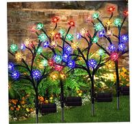 Obelunrp Solar Garden Lights Waterproof Solar Powered Cherry Blossom Lights Multi-Color Garden Stake Light for Yard Patio 4Pcs, Outdoor Ornaments
