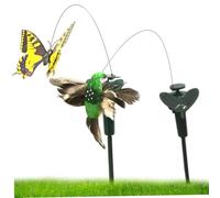 Obelunrp Solar Garden Stakes 2Pcs Fluttering Butterfly & Hummingbird Garden Stake Realistic DIY Friendly Decorations for Lawn, Park Outdoor, Random Color, Hummingbird Stake, Solar Stakes