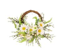 Obelunrp Summer Wreaths for Front Door, 45cm/17.8inch Artificial Sunflower Wreath, Ratten Woven Sunflower Wreaths, Hanging Spring Garland for Front Door Window Wall Decor