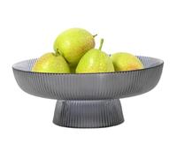 Obelunrp Trifle Bowl with Pedestal, 7.9x3.3 Inch Vertical Striped Glass Pedestal Bowl with Large Opening, Elegant Ridged Trifle Glass for Fruits, Snacks or Display Decorations, Etc., Winter Decor