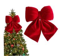 Obelunrp Velvet Bows for Christmas Tree, 37x28cm Pre-Formed Elegant Christmas Tree Bows, Large Decorative Red Velvet Bow for Fireplace, Fence, Stairs, Railing