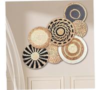 Obelunrp Wall Basket Decor, 7pcs 11-30cm Straw Woven Round Basket Wall Art Decor, Boho Rustic Wal Baskets for Bedroom, Living Room, Bathroom Decorations