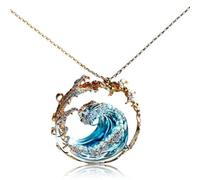 Obelunrp Wave Necklace Adjustable Ocean Jewelry Ocean's Oath Necklace Elegant Blue Wave Beach Inspirational Pendant for Women, Usage en cuisine