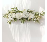 Obelunrp Wedding Arch Flowers, 65x16cm Artificial Rose Flower Swag, Arch Flowers for Wedding Ceremony Table Centerpieces Home Decoration (White)