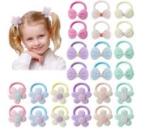 obeoby 24 Pieces Hair Bows for Little Girls Hair Accessories Baby Hair Bows Flower Hair Bows Hair Accessories Thick Hair Candy Colors, 1.77 Inch