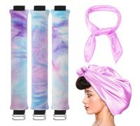 obeoby 3 Pack Heatless Curling Rod, Overnight Curls with Hook Velvet Hair Curlers to Sleep in Blowout Rods No Heat Curls with Silk Scarf for Women Medium Long Hair, Gradient Purple