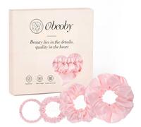 obeoby 4 Pack Pink Scrunchies for Girls Silk Bobbles for Hair-100% Mulberry Silk Ties Smooth Surface Thick Thin Hair, Daily Wear Work Workouts Parties Campus Life Ponytails Braids Buns