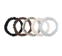Obeoby 5 Pcs Silk Hair Ties, 19 Momme 100% Pure Mulberry Silk Scrunchies, Skinny Ponytail Holders for Women Girls Hair, Sleep