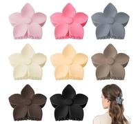 obeoby 8 Pcs Flower Claw Clips, Medium Hair Claw Clips for Thin Hair Hawaiian Flower Hair Clips Hibiscus Claw Clips Hair Accessories for Women Girls
