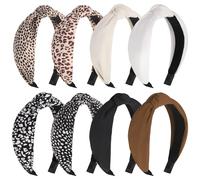 obeoby Headbands for Women, 8Pcs Leopard Knotted Headbands Fashion Headbands for Women and Girls