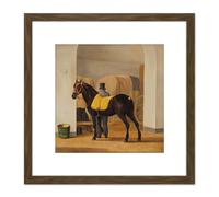 Oberman Van Der Hoop's Trotter De Rot Horse 8X8 Inch Square Wooden Framed Wall Art Print Picture with Mount Artery8 Brown One Size