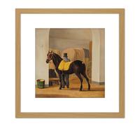 Oberman Van Der Hoop's Trotter De Rot Horse 8X8 Inch Square Wooden Framed Wall Art Print Picture with Mount Artery8 Light Oak One Size