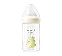 Oberni Anti-Colic Baby Bottles, 240ml / 8oz Newborn Bottle with Size 2" Medium Flow Breast Like Silicone Teat, 3M+ Breastfed and Milk Feeding, Beige/Pack of 1