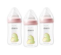 Oberni Anti-Colic Baby Bottles, 240ml / 8oz Newborn Bottle with Size 2" Medium Flow Breast Like Silicone Teat, 3M+ Breastfed and Milk Feeding, Pink/Pack of 3
