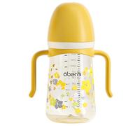 Oberni PPSU Sippy Cup for Toddlers, Leakproof V-Valve Spout Baby Drinking Cup with Weighted Straw for 6 12 Months+, Easy Grip Handle, Dust Against Cover Lid, (300ml / 10oz / Yellow/Pack of One)