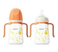 Oberni Toddler Sippy Cup, Weighted Straw Baby Drinking Water Bottle with Valved Spout for 6+ Months, 300ml/Orange/2Pack