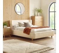 Oberon - King Size - Low Footend Winged Headboard Bed - Cream - Boucle Fabric - 5ft