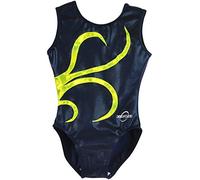 Obersee Girls Gymnastics Leotards One-Piece Athletic Activewear Girl's Dance Outfit Girls' & Women's Sizes - Navy Strands | CS Child (4-6 years) | O3GL039CS