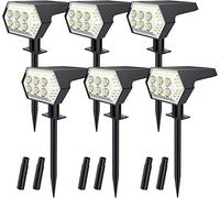 OBERSTER 6 Pack Solar Landscape Spotlights, 108 LED Solar Spot Lights IP65 Waterproof, 6500K Cool White, 4 Modes Outdoor Wall Lights for Garden, Yard, Driveway, Porch, Walkway
