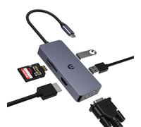 OBERSTER USB C Hub, 6 in 1 USB C to HDMI VGA Dual Monitor USB C Adapter with 4k HDMI, VGA, USB A, USB 2.0, SD/TF Card Reader Multiport USB C Dock Compatible with mac, Windows and iOS Systems