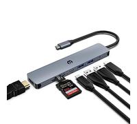 OBERSTER USB C Hub, 7 in 1 Laptop Docking Station with USB C 3.0 Data Port, 2 USB 3.0, HDMI 4K, 100W PD, SD/TF Card Reader, Compatible with Type C Devices