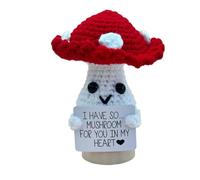 Obesntln Emotional Support Blocks, Emotional Support Plush, Positive Mushroom Crochet Mushroom - Exquisite Encouraging Mushroom Plush Toy for Office Office Friends