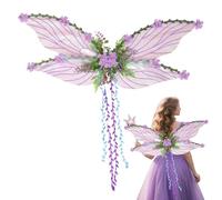 Obesntln Fairy Wings for Adults, Butterfly Wings with Embossed Flowers and Leaves Design, Costume Accessory for Women Photography Stage Show Party, purple, Se référer au descriptif