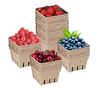 Obesntln Farmers Market Product Baskets, Pulp Fiber Berry Basket - Reusable Pulp Fiber Basket 30 Pieces | Farmer's Market Supplies, Stackable Berry Containers,