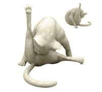 Obesntln Funny Cat Figurine - 10x13cm Resin Cat Butt Statue, Abstract Licking Pose Design, Smooth Desktop Sculpture | Quirky Home Decor for Bedroom Dining Room