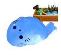 Obesntln Glow in the Dark Animal Figurines Glow in the Dark Small Animals Resin Seal Cute Miniature Resin Figures Luminous Seal Fairy Garden Decor