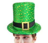 Obesntln Green Elf Hat, Elf Hat,Top Hat Accessory Leprechaun - Elegant St. Patrick's Day Elf Hat with Clover, Holiday Costume Accessory with Hat