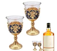 Obesntln Vintage Glass Tumbler Set, Vintage Wine Tumbler, Palace Style Tall Glass Set | Retro Embossed Metal Wine Cup for Home Office Kitchen Wedding