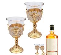 Obesntln Vintage Wine Tumbler Palace Style White Wine Glass - Palace Style Tall Glass Set, Retro Embossed Metal Wine Cup for Home Office Kitchen Wedding