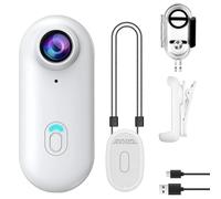 OBEST 1080P Body Camera, Mini Thumb Camera，360° Action Camera Magnetic Pocket Thumb Cam, IP68 Waterproof, Mini Action Cam for Bike Cycling, Pet Extreme Sports, Trave Memory card not included (white)