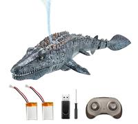 OBEST 2.4GHz Remote Control Mosasaurus Boats, RC Mosasaurus Toys Water Spray Pool and Lake Toy,RC Electric Shark Dinosaur, Grey
