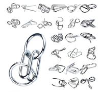 OBEST 24 Pieces Brain Teaser Metal Wire Puzzles, Classical Mini Metal Puzzles Set, 3D Unlocking Games, Intellectual Patience Tests, Challenge Gifts for Kids Adult