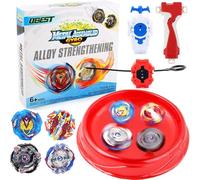OBEST Battling Tops Burst Metal Grip Set with Arena Metal Fusion 4D 4 Gyro Fight Spinning Top Classic Set for Kids Children Nice Gift