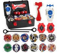 OBEST Battling Tops Burst with Launcher, 12PCS Gyro Set Storage Box Top Burst Bey Metal Fusion 4D with Launcher Spinning Top Toys for Boys Kids Children Gift