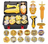 OBEST Battling Tops Set Burst with Launcher, Spinning Tops Metal Fusion 12pcs Gyro and 2 Turbo Burst Launcher, Gift Boys 6+ (Gold)
