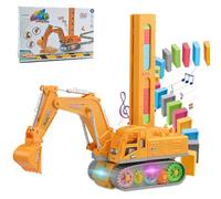OBEST Domino Electric Train for Children with Sounds and Light 120pcs, Excavator-themed Domino Train Toys, Colorful Dominoes Set, Educational Play Toys