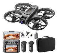 OBEST Drone with LCD Screen Remote, RC Flying Toy with LED Night Light, 90° Adjustable Camera, with SD Card, 2 Batteries, Brushless Motor Drones for Beginners Headless Mode RC Quadcopter