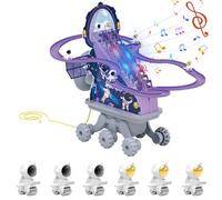 OBEST Electric Go Racer Track Slider Toys for Toddlers and Kids 3 4 5 6 Year, Climbing Stairs Toys Playful Roller Coaster Playset, Space-themed Track Slider with Music and Lights, Astronauts