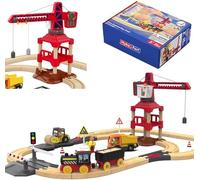OBEST Electric Train Set 58 PCS, Wooden Train Tracks & Train Toys, Educational Toys Toddler Train Set,Toy Railway Kit for Kids Age 3 4 5 Year Old, Boys and Girls
